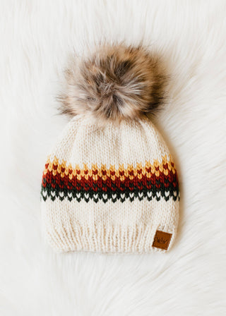 12- Accessories & Gifts ***Cream, Mustard, Rust & Olive Patterned Pom Hat plus size clothing