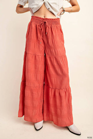 10- Bottoms Non-Denim SALE- Olivia Wide Leg Smock Detail Boho Pants (2 colors) plus size clothing