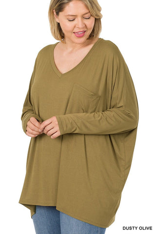 Jamie Luxe Oversized Pocket Long Sleeve Tee (lots of colors!)