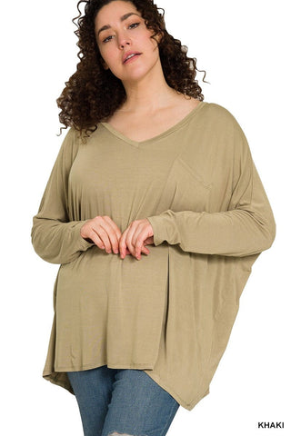 Jamie Luxe Oversized Pocket Long Sleeve Tee (lots of colors!)