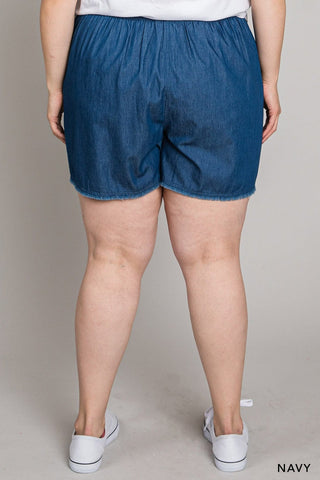 SALE- Etta Lightweight Frayed Hem Denim Shorts