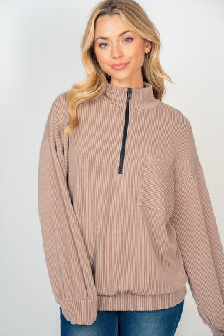 2- Long Sleeve Tops SALE- DOORBUSTER Tami Ribbed Knit Halfzip Pullover plus size clothing