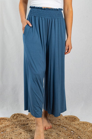 10- Bottoms Non-Denim Iris Wide Leg Pant w/Smocked Waist in Denim Blue plus size clothing