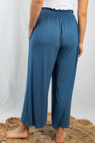 10- Bottoms Non-Denim Iris Wide Leg Pant w/Smocked Waist in Denim Blue plus size clothing