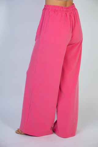 10- Bottoms Non-Denim Laura Wide Leg Pants w/Pockets in Bright Pink plus size clothing