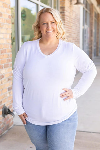 2- Long Sleeve Tops Larissa Premium Vneck Long Sleeve in Solids plus size clothing