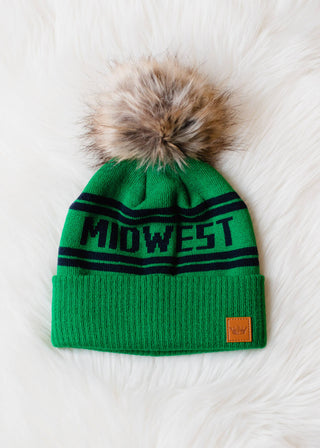 12- Accessories & Gifts ***Green Base w/Navy Midwest Pom Hat plus size clothing