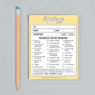 12- Accessories & Gifts ***Apology Nifty Note Pad plus size clothing