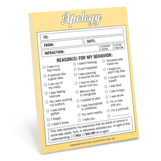 12- Accessories & Gifts ***Apology Nifty Note Pad plus size clothing