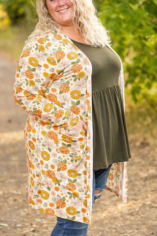 4- Overlayer Tops Tinley Luxe Tissue Weight Cardigan w/Pockets in Florals plus size clothing