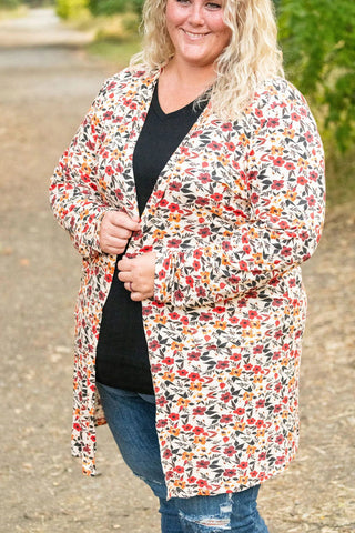 4- Overlayer Tops Tinley Luxe Tissue Weight Cardigan w/Pockets in Florals plus size clothing