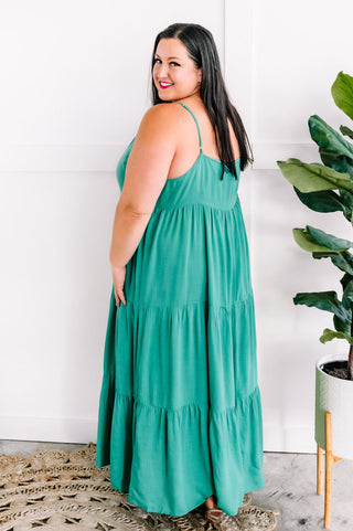 Mailee Tiered Maxi Dress in Tropical Green