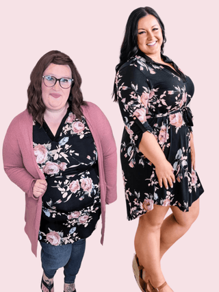 11- Dress/Romp/Jump Gwendolyn Gabby Style Black Floral Dress plus size clothing