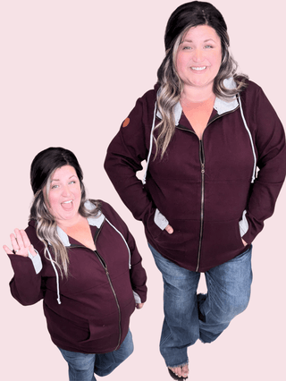 3- Hooded Tops PHC- Deep Dark Plum Full Zip Hoodie plus size clothing