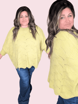 2- Long Sleeve Tops Bekah Pointelle Dolman Sweater in Pistachio plus size clothing