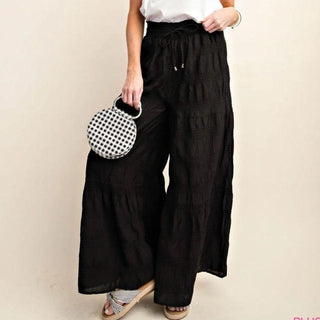 10- Bottoms Non-Denim SALE- Olivia Wide Leg Smock Detail Boho Pants (2 colors) plus size clothing