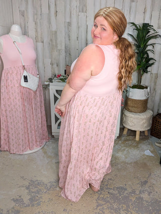 Audrina Floral Bottom Maxi Dress in Soft Pink