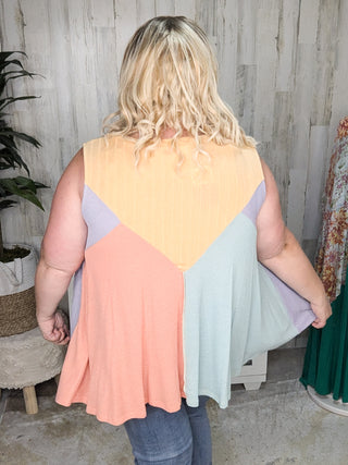 1- ShortSlv/Slvless Tops Jessie Rainbow Colorblock Swing Tank plus size clothing