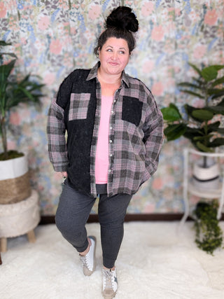 2- Long Sleeve Tops Calla Plaid + Waffle Mix Long Sleeve Buttondown Top (3 colors!) plus size clothing