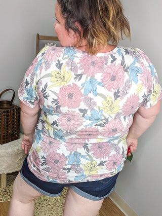 SALE- Blissed Out Blooms Worn In Floral Tee (3colors)