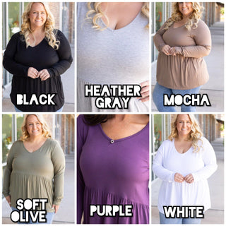 2- Long Sleeve Tops Luxe Long Sleeve Mini Ruffle Tee plus size clothing