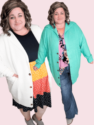 4- Overlayer Tops Ellison Longline Grandpa Sweater Cardigan w/Buttons plus size clothing