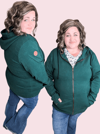 3- Hooded Tops PHC- Solid Fullzip Hoodie in Triple Stretch Evergreen plus size clothing