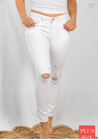 SALE- Quinn Distressed White Skinny Jeans