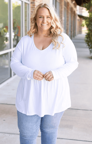 2- Long Sleeve Tops Luxe Long Sleeve Mini Ruffle Tee plus size clothing