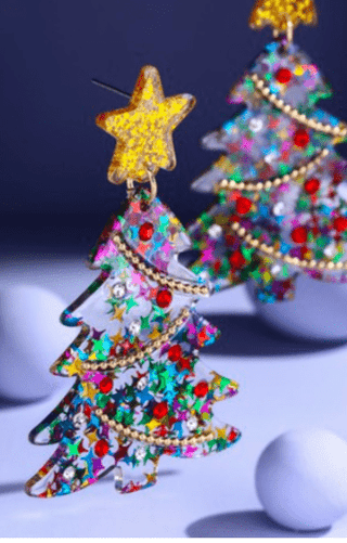 12- Accessories & Gifts ***Xmas Tree Sparkle Earrings plus size clothing