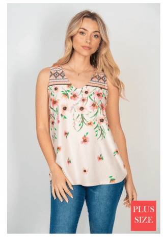 SALE- Lola Easy Vneck Tank in Aztec Florals (2 colors)