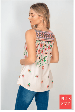 SALE- Lola Easy Vneck Tank in Aztec Florals (2 colors)