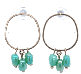 12- Accessories & Gifts Hoop + Bead Earring in Gold + Seaglass*** plus size clothing