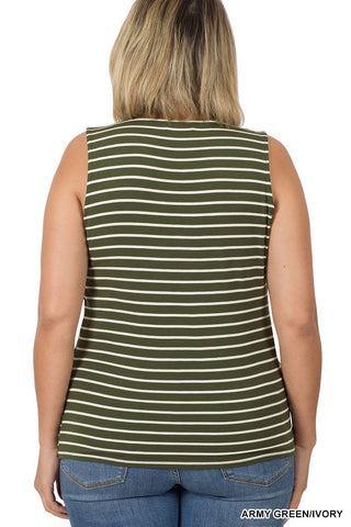SALE- Kirra Knotted Front Striped Tank (many colors)