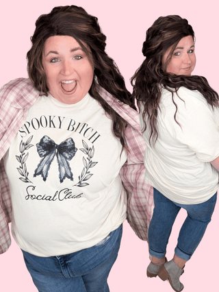 6- Graphic Tops Spooky B Social Club Tee on Cream plus size clothing