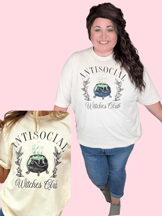 6- Graphic Tops Anti Social Witches Club Tee on Cream plus size clothing