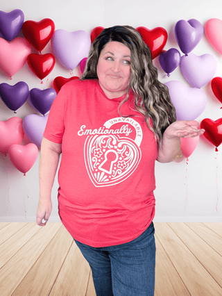 6- Graphic Tops Emotionally Unavailable Graphic Tee on Red plus size clothing