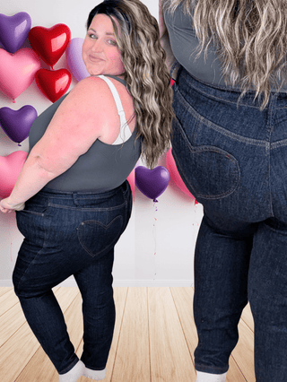 9- Bottoms Denim Judy Blue Heart on My Booty Dark Wash Skinny plus size clothing