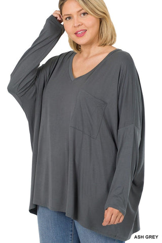 Jamie Luxe Oversized Pocket Long Sleeve Tee (lots of colors!)