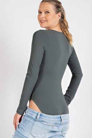 2- Long Sleeve Tops Zara Scoopneck Long Sleeve Bodysuit in Solids plus size clothing