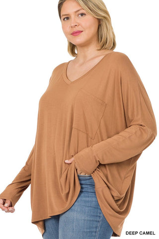 Jamie Luxe Oversized Pocket Long Sleeve Tee (lots of colors!)