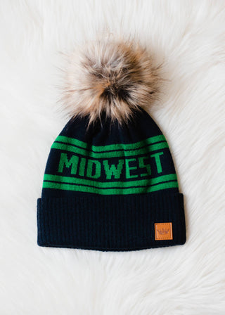 12- Accessories & Gifts ***Navy Base & Green Midwest Pom Hat plus size clothing