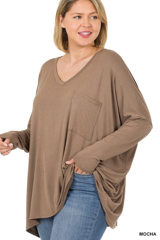 Jamie Luxe Oversized Pocket Long Sleeve Tee (lots of colors!)