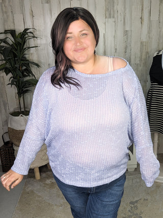 Brooklyn Slouchy Textured Summer Sweater in Soft Lilac