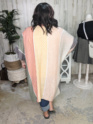 Cate Colorblock Striped Kimono
