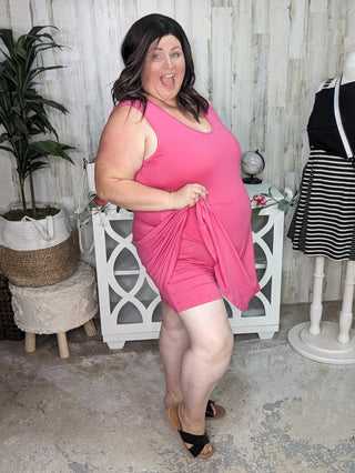 11- Dress/Romp/Jump SALE- Odette Scoopneck Tank Dress w/Built in Shorts (4 COLORS!) plus size clothing