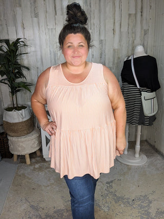 1- ShortSlv/Slvless Tops Obvious Obsession Seersucker-Vibes Flowy Tank plus size clothing