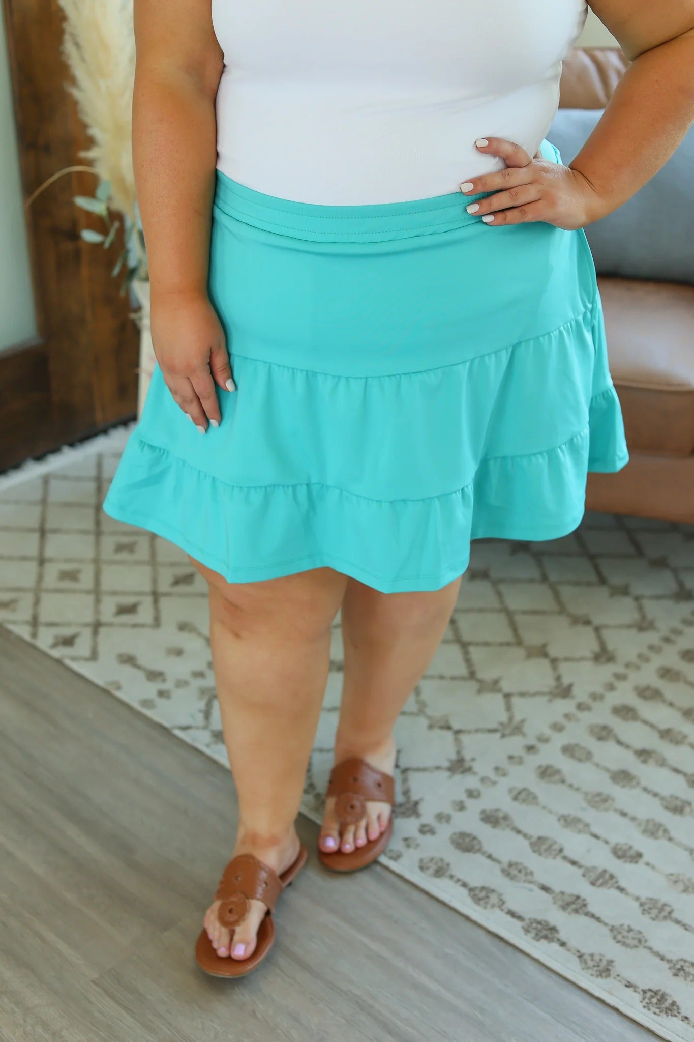 DOORBUSTER - Shelby Tiered Skort w/Stretch - Stacked - A Plus Size