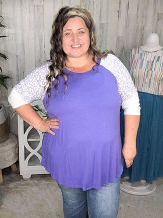 Nell Animal Pop Raglan Tunic in Purples