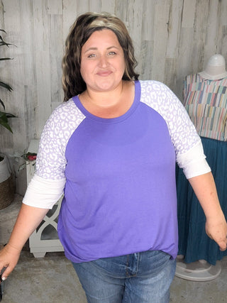 1- ShortSlv/Slvless Tops Nell Animal Pop Raglan Tunic in Purples plus size clothing